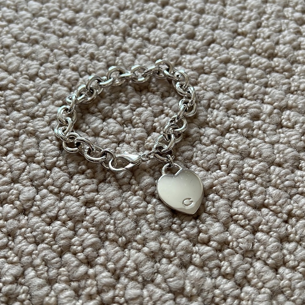 G by Guess brand silver heart toggle bracelet